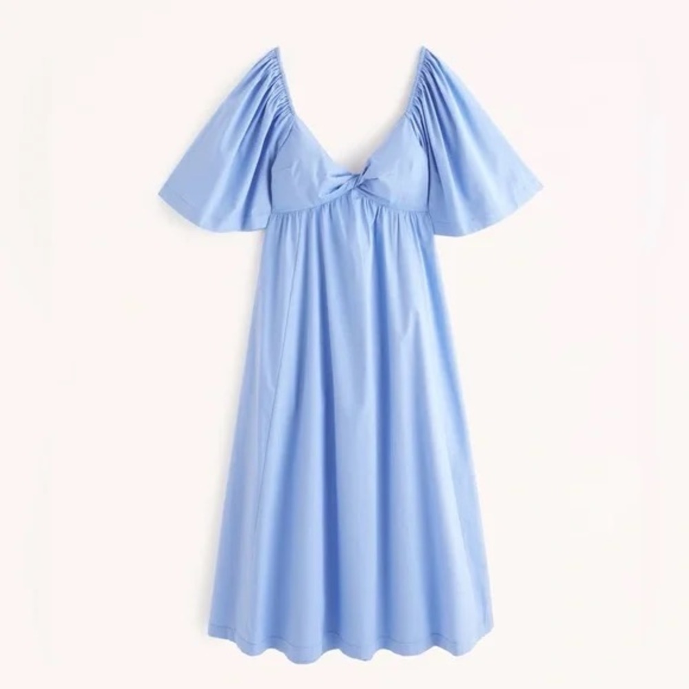 Abercrombie & Fitch Angel Sleeve Twist-Front Midi Dress